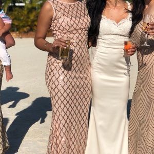 Rose Gold Sequin Maxi Dress (Wedding Guest or Prom)